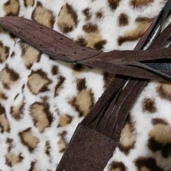 NWOT Suede Bohemian Pinhole Fringe Tie Belt P-size 10 - Picture 7 of 15